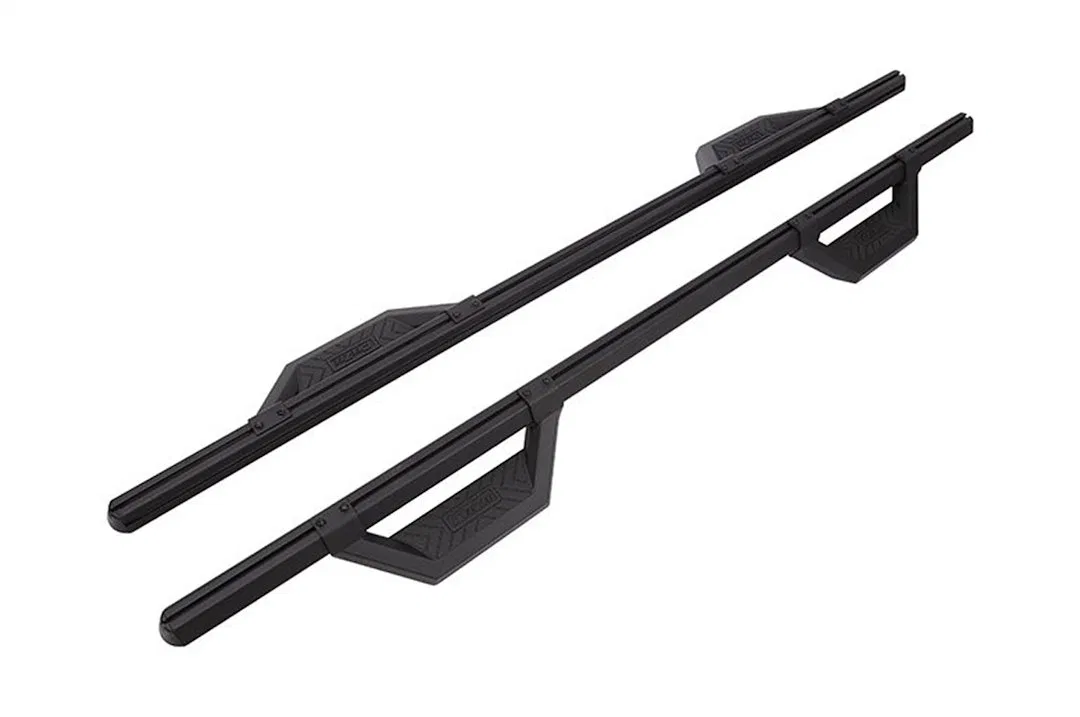 DZ66321CTB – DEE ZEE Nerf Bar, With Drop Down Steps Hexagonal Straight Textured Powder Coat Black Extruded Aluminum W...